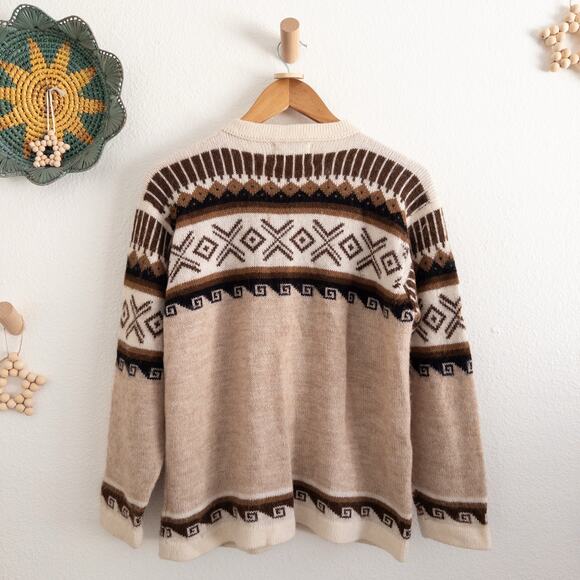 Alpaca Wool Cardigan Sweater In Neutrals Large Peru - Picture 4 of 9